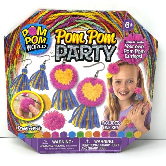 Pom Pom World Creative Kids DIY Pom Pom Earrings Jewelry Making Kit Girl Gift - Picture 1 of 12